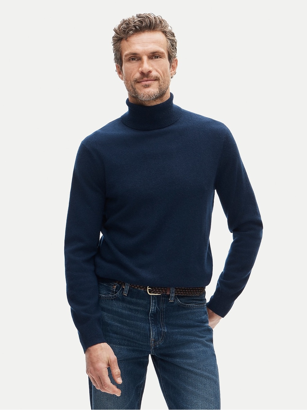 J.Crew Men’s 100% Cashmere Turtleneck Sweater Navy Blue Size Large NWT